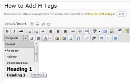Content Optimisation adding H Tags